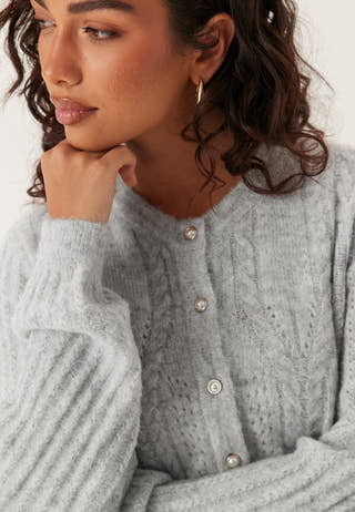 Objflora Re Ls Knit Button Cardigan