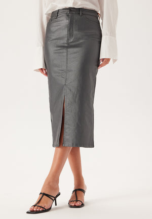 Objnaya Coated Mid Waist Skirt