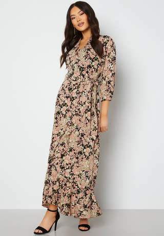 Papaya 3/4 Wrap Long Dress