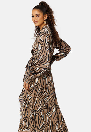 Papaya L/S Wrap Long Dress