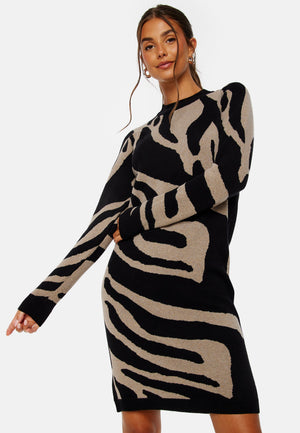 Ray L/S Knit Dress AOP
