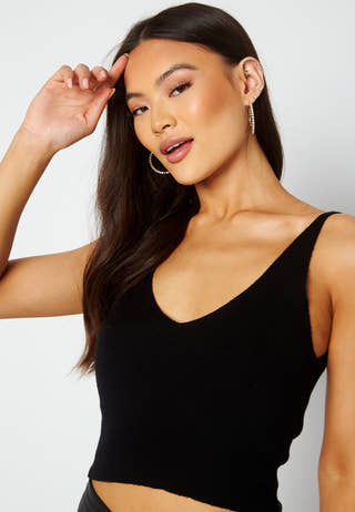 Cozy S/L Cropped Top Knit