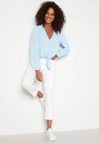 Mette L/S Button Knot Top