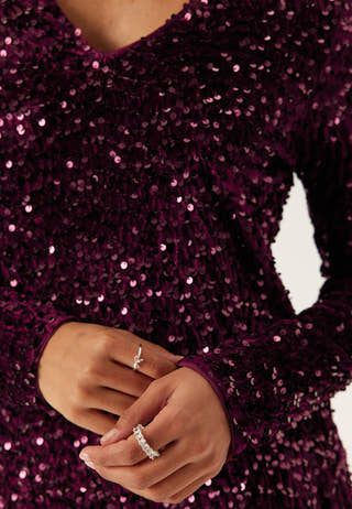 Onlanika Ls Sequins V-neck Dress