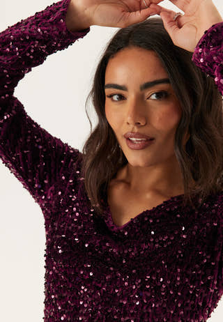 Onlanika Ls Sequins V-neck Dress