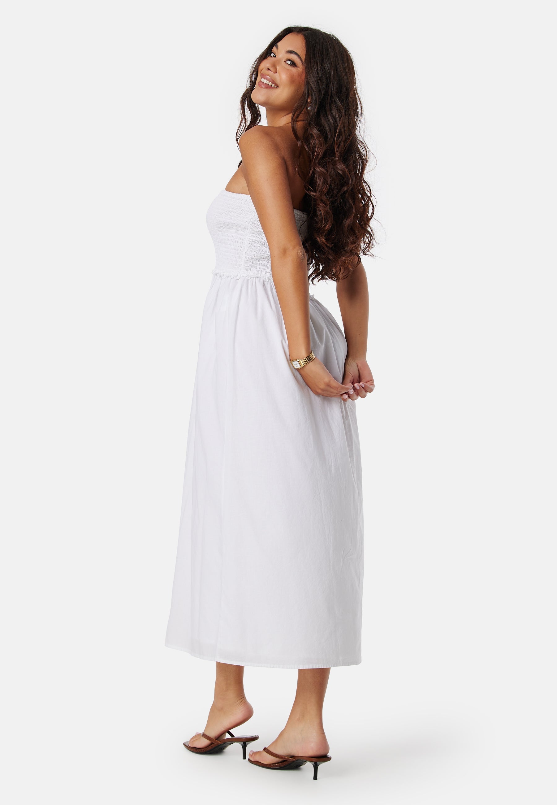 Only – Onlclaudia Smock Tube Dress – Bandeau dresses – White