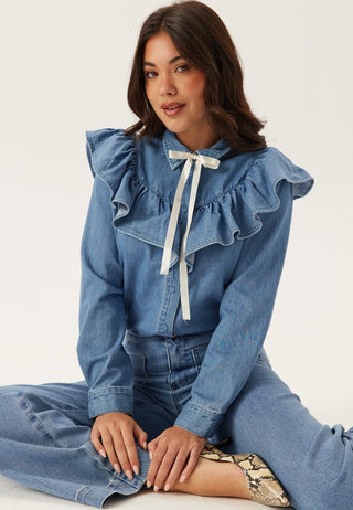 Onlindigo Frill Stud L/S DNM S