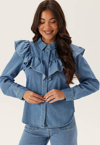 Onlindigo Frill Stud L/S DNM S