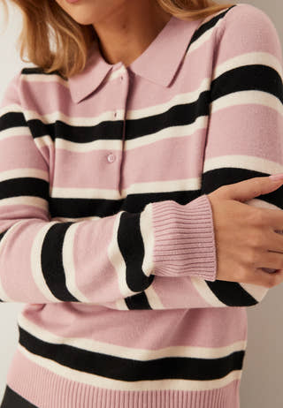 Onllondon Ls Stripe Polo Cc Kn