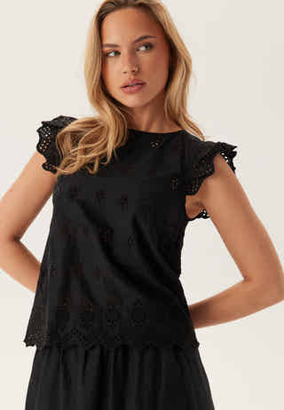 Onllou Life Emb S/S Open Back Top