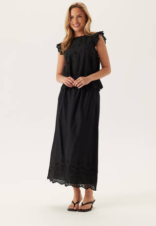 Onllou Life Emb S/S Open Back Top