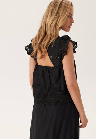 Onllou Life Emb S/S Open Back Top