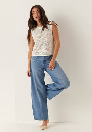 Onlsunny Sl Pointelle Top Knt