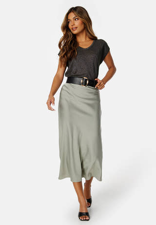 Onlsilvery S/S V Neck Lurex Top