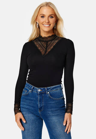 Tilde L/S High Neck Lace Top JRS