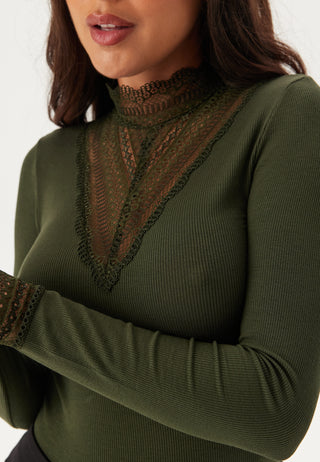 Tilde L/S High Neck Lace Top JRS