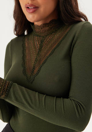 Onltilde L/S High Neck Lace Top JRS