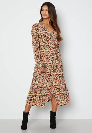 Carly LS Wrap Midi Dress