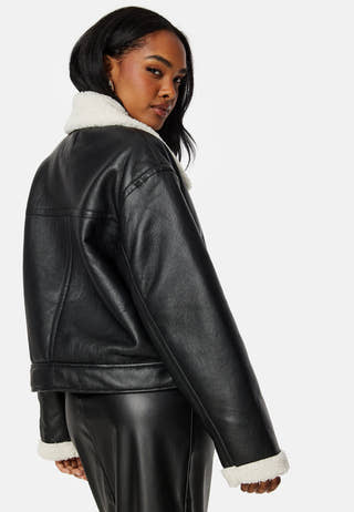 Janelle Short PU Jacket W Fake Fur
