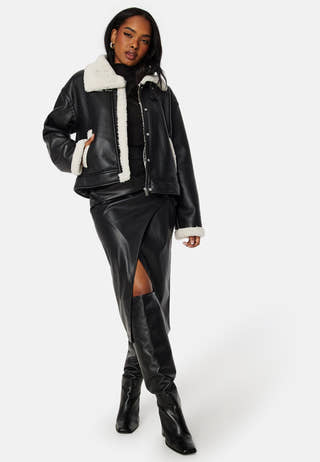 Janelle Short PU Jacket W Fake Fur
