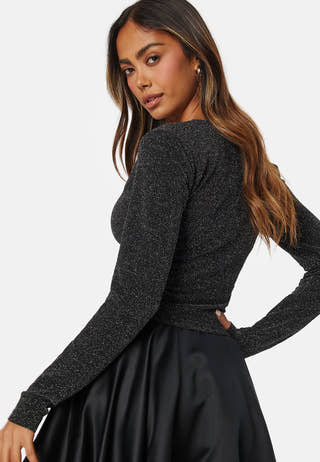 Lina LS Cropped V-Neck Top