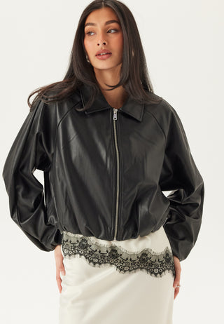 Onlsaramy Faux Leather Bomber