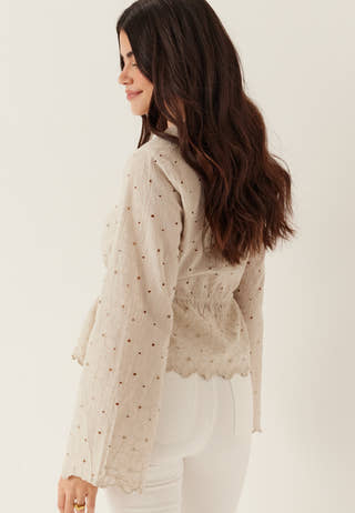 Pcarmorine Ls Embroderi Top