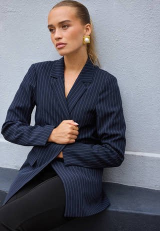 Pcbozzy Ls Loose Striped Blazer