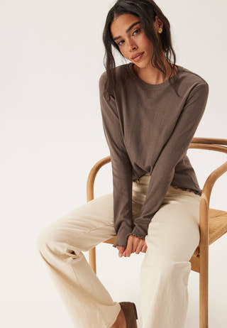 Pcmarie Ls O-neck Poin Top