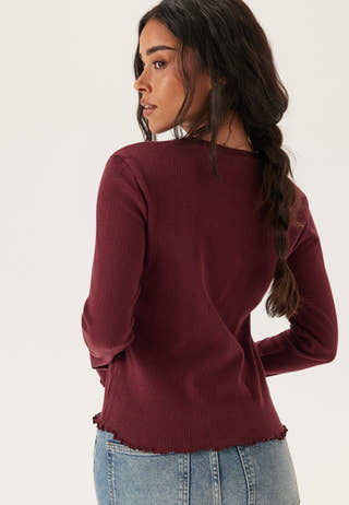 Pcmarie Ls O-neck Poin Top