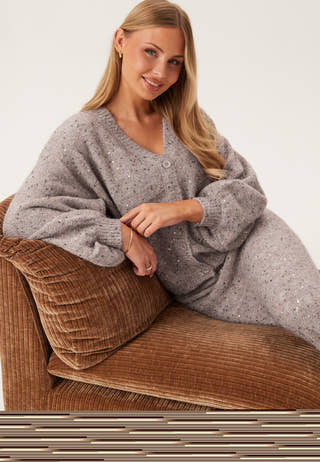 Pcmesva Ls Boxy Sequin Knit Cardigan