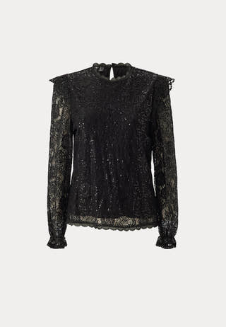 Pcolline Ls Lace Sequins Top