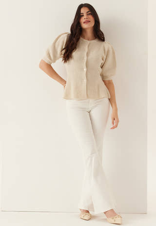 Pcsilly Ss Puff Knit Cardigan