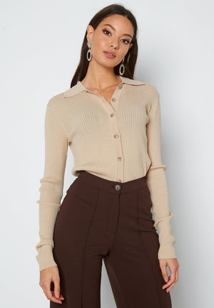 Ally LS Knit Cardigan Poloneck