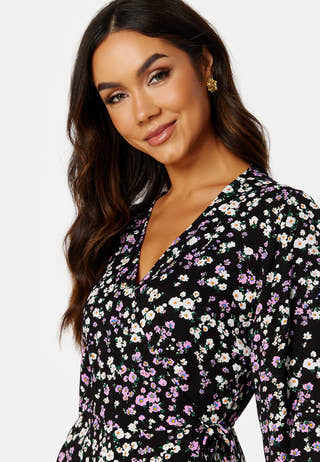 Fiola LS AOP Wrap Dress