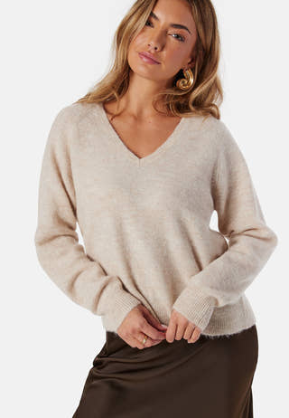 Slflulu New Ls Knit V-neck B