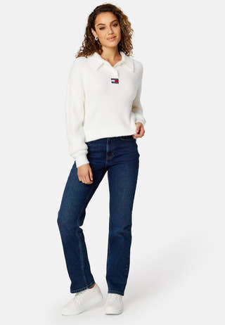 Crop Furry Polo Sweater