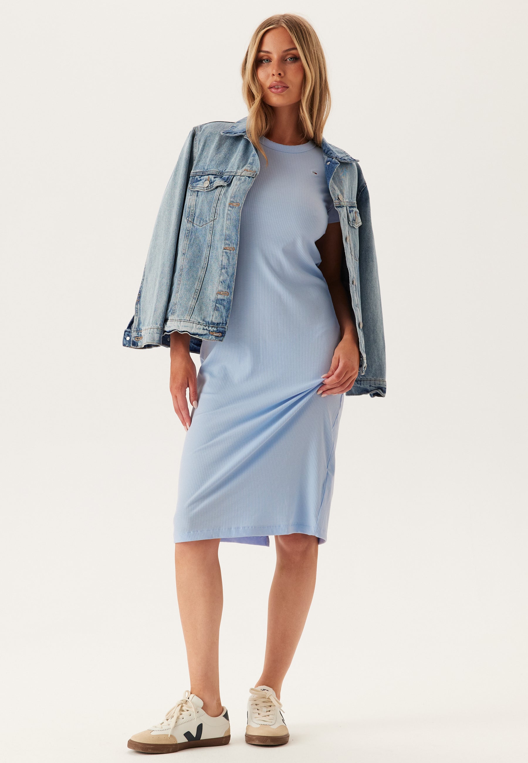 tommy jeans midi dress Tommy jeans – Tjw Rib Bodycon Midi Dress – campaign-outlet – Blue