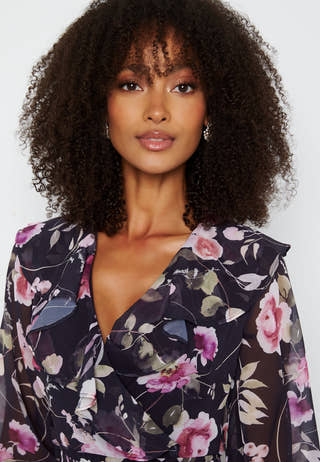 Flounce 3/4 Sleeve Dress