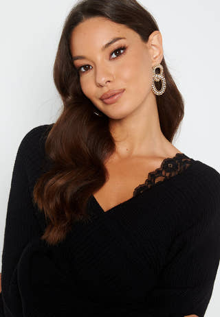 V-Neck Lace Jumper
