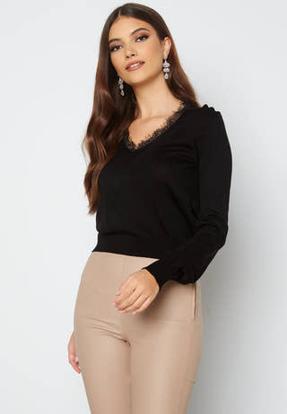 V-Neck Lace Sweater
