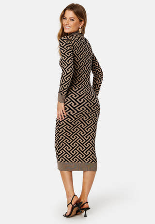Aria LS High-Neck Calf Dress