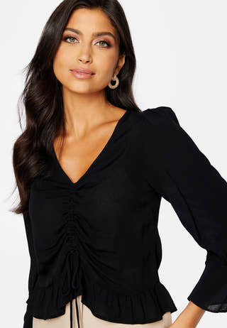 Lyla 3/4 V-Neck Rouching Top