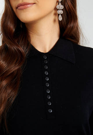 Saba LS Collar Below Knee Dress
