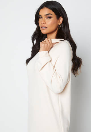 Silky L/S Slit Dress