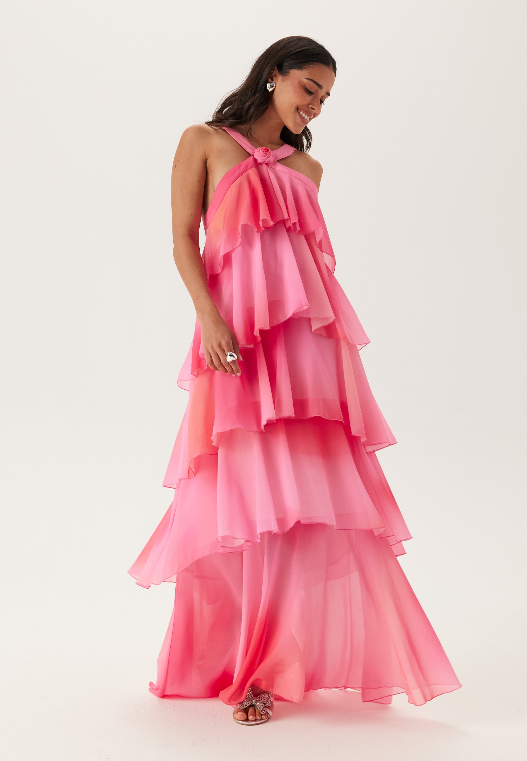 vero moda dress pink Felicia Ruffle Maxi Dress