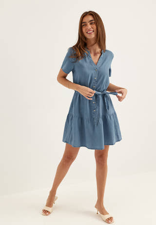 Vmfleur Ss Short Belt Tencel Dress