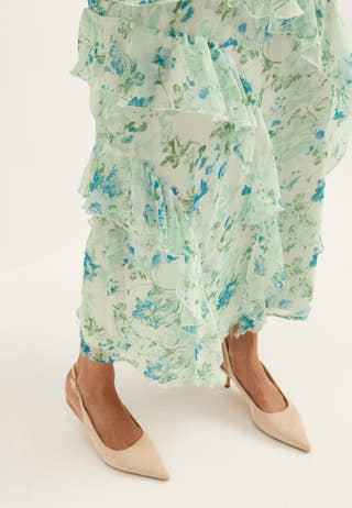 Vmsmilla S/L V-NECK LONG FRILL DRESS