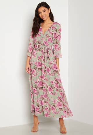 Clarette V-Neck 3/4 Ankle Dress