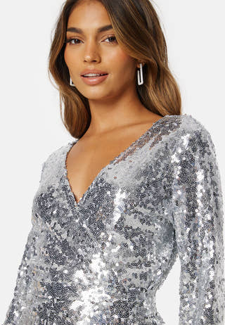 Juliana Wrap Midi Sequins Dress